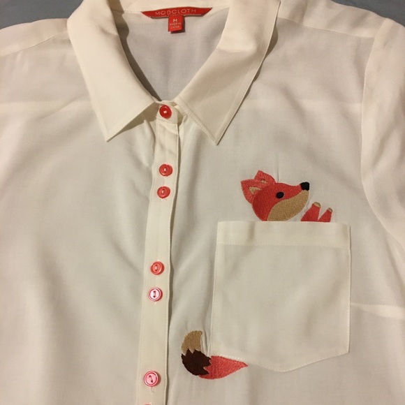 🦊🆕MODCLOTH EMBROIDERED FOX🦊 WOMEN SHIRT - Picture 6 of 8